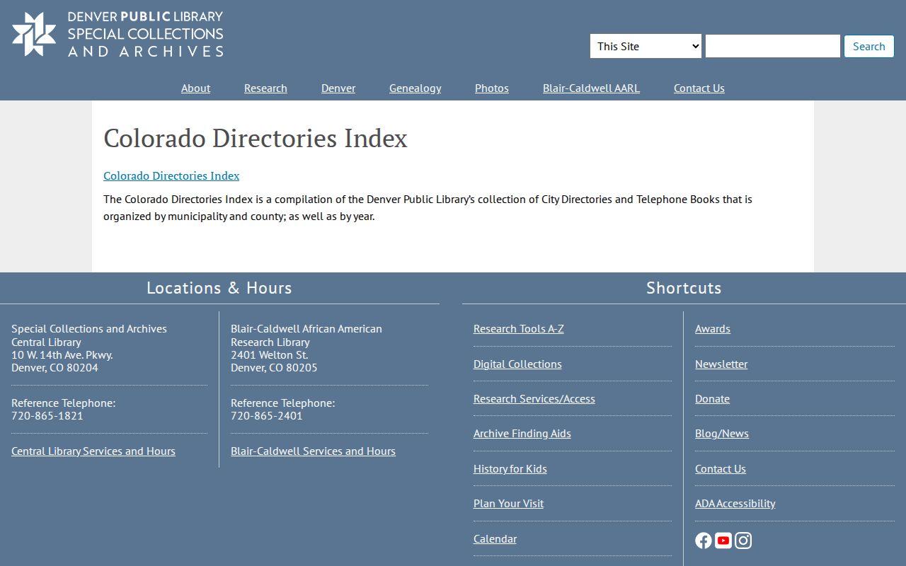 Commerce City city directory research using the DPL Colorado directories index