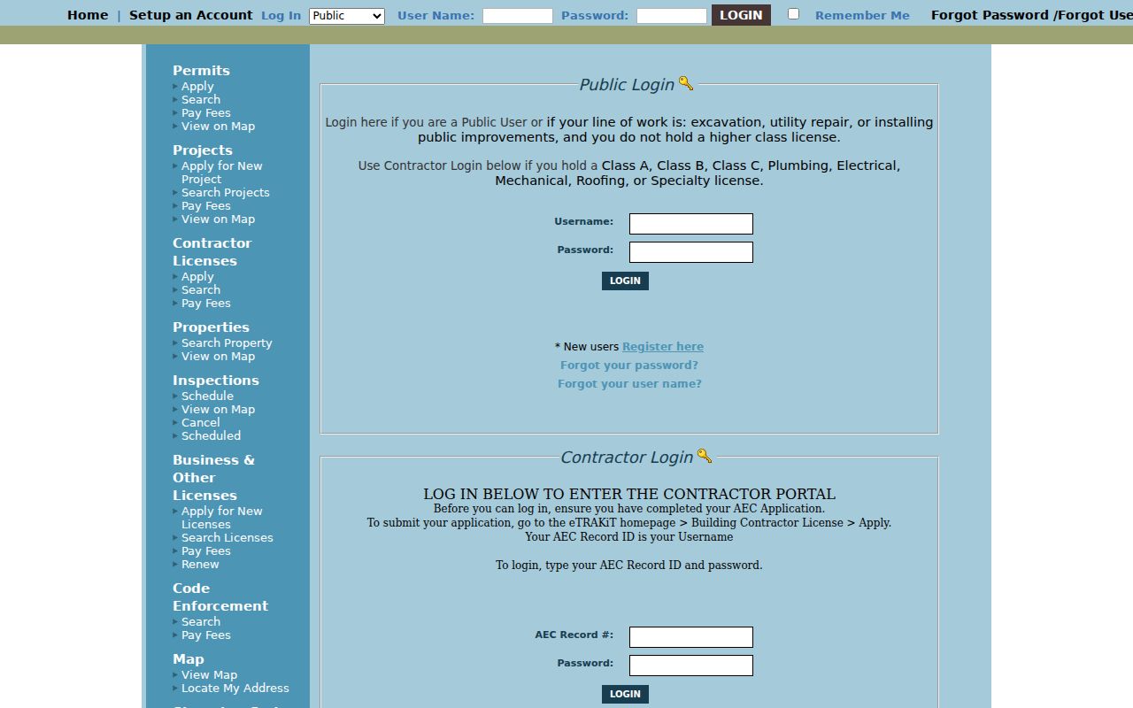 Commerce City residents directory eTRAKiT permit search