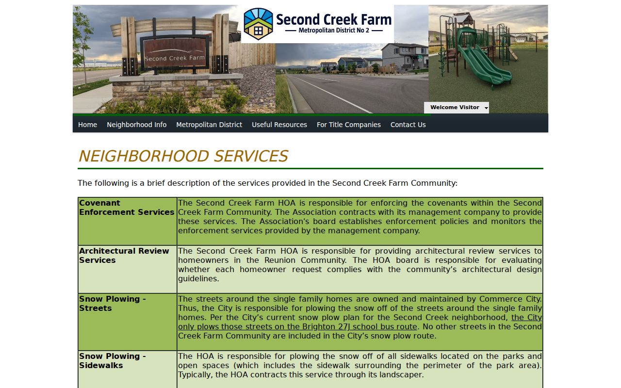 Commerce City neighbors Second Creek Farm service chart