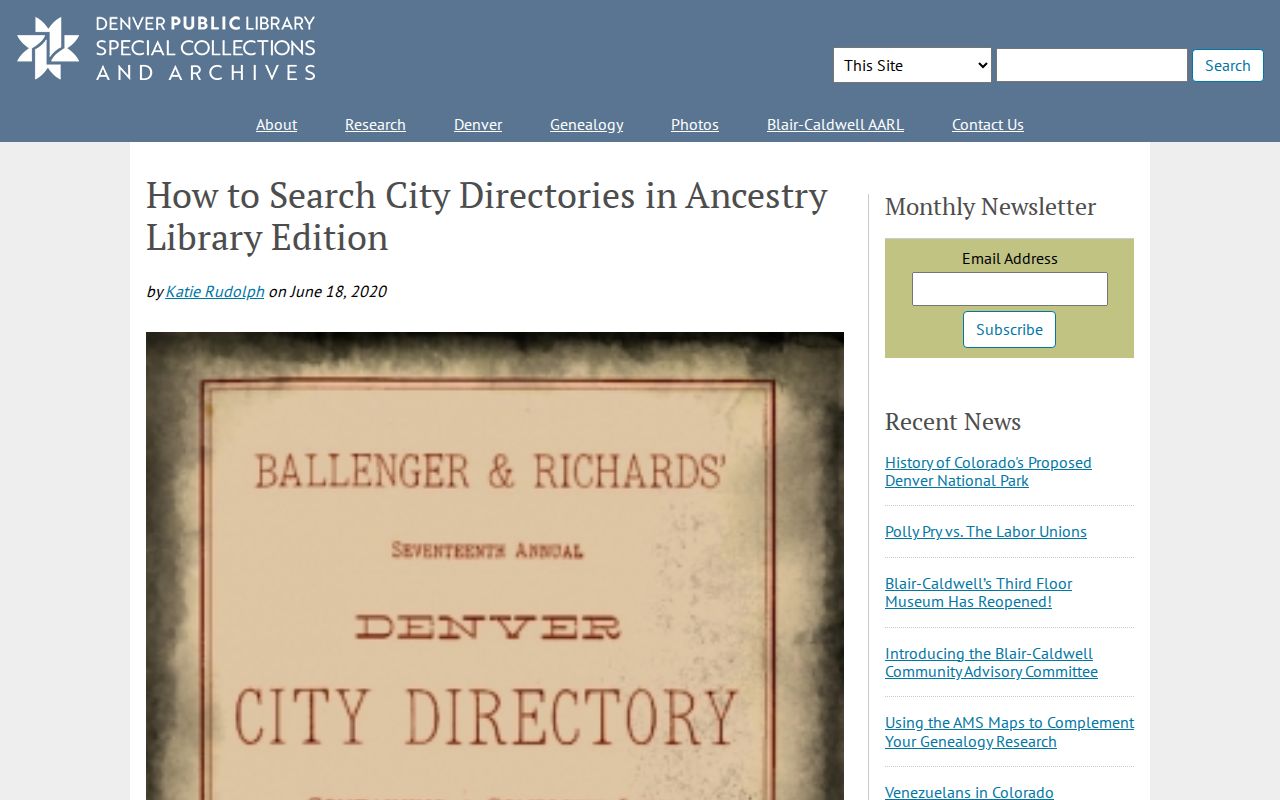Commerce City previous residents research with the DPL city-directory search guide