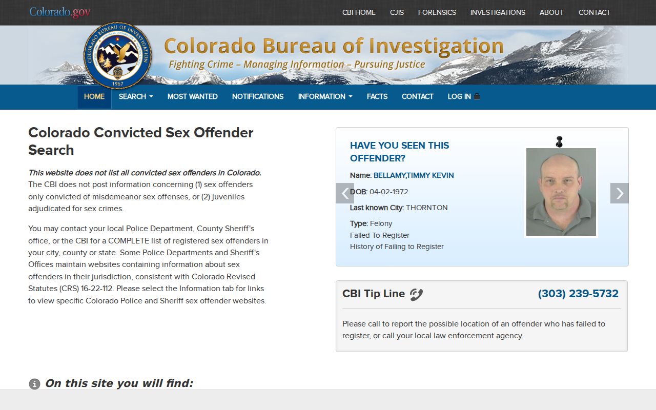 Commerce City resident lookup Colorado sex offender registry